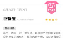 蓝蓝占星巨蟹座一周运势（6.26-7.2）
