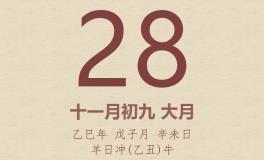 今日老黄历(2025年12月28日)：黄历宜忌、财神方位、特吉生肖、打麻将财位